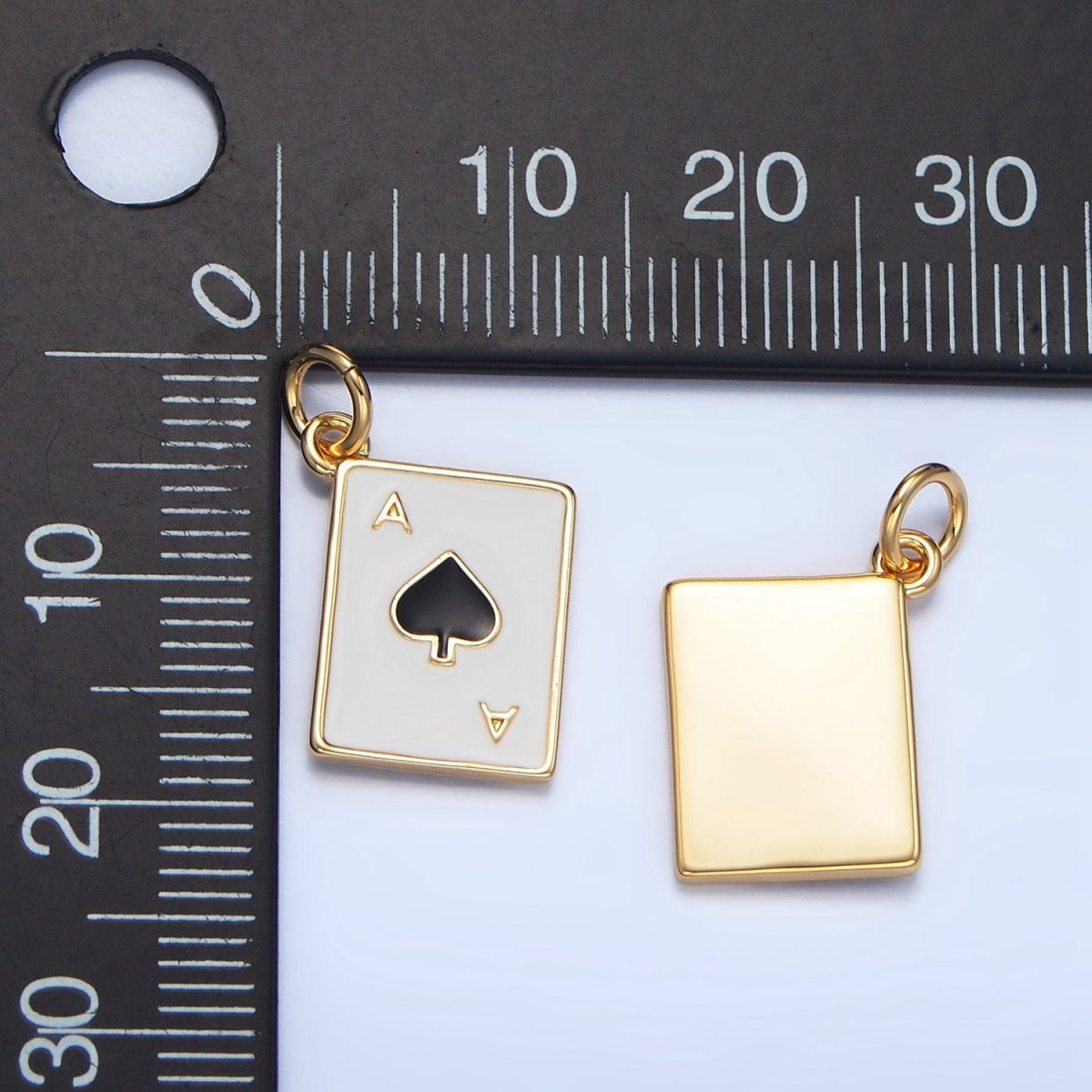 24K Gold Filled Ace Playing Cards Enamel Mini Charm | X879 - X882