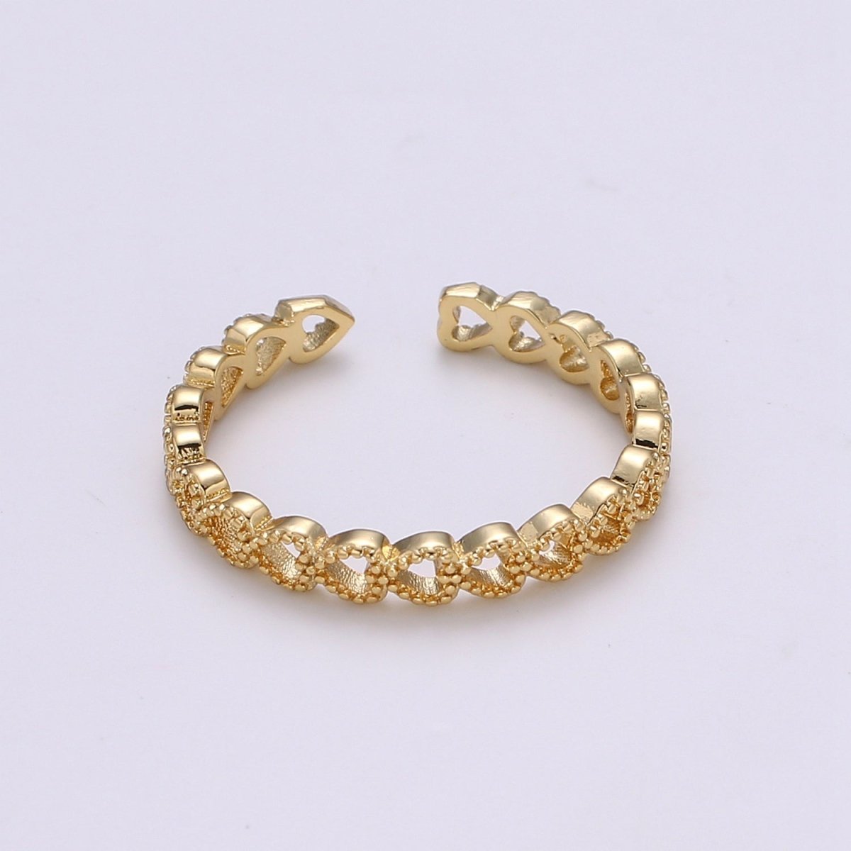 24k Gold Filled Adjustable Open Ring Heart Ring Love Ring With Micro CZ Stones For Jewelry Making Supplies R329 - DLUXCA