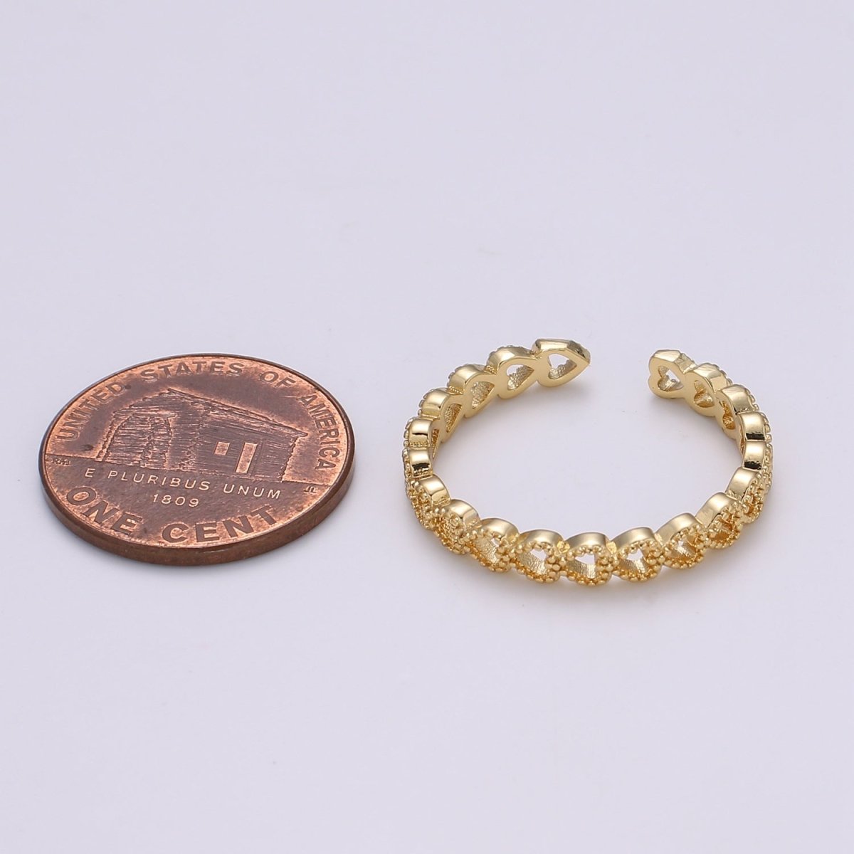 24k Gold Filled Adjustable Open Ring Heart Ring Love Ring With Micro CZ Stones For Jewelry Making Supplies R329 - DLUXCA