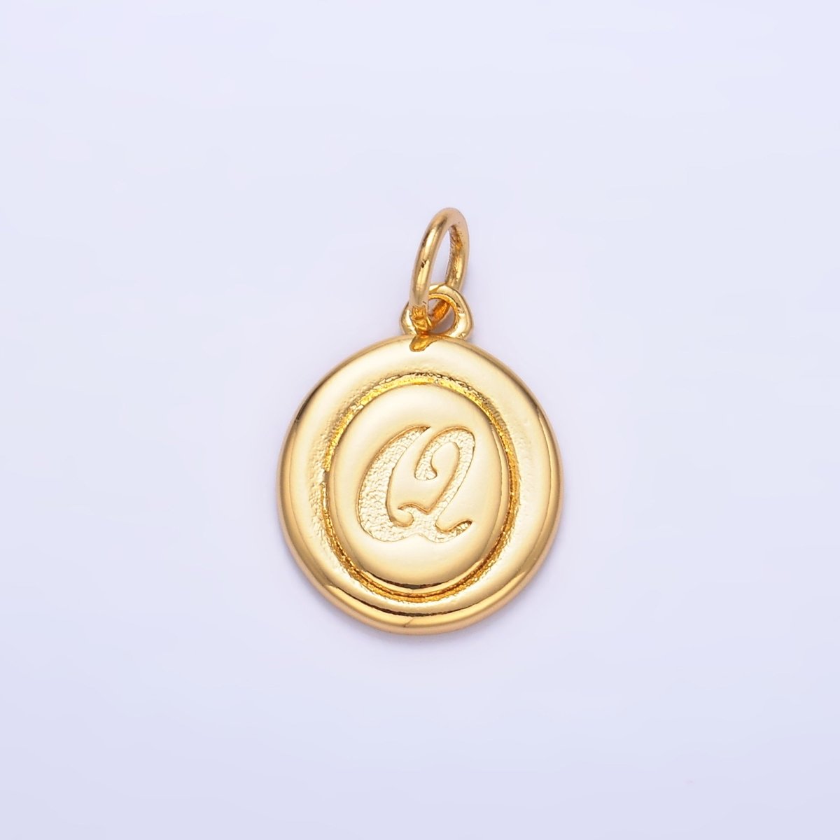 24K Gold Filled Alphabet Letter Initial Script Engraved Stamped Oval Charm | A836 - A848