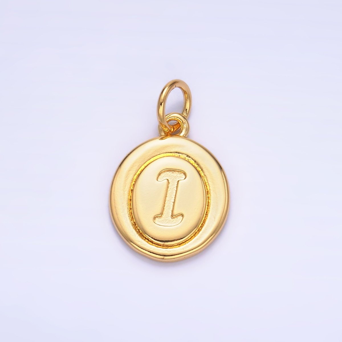 24K Gold Filled Alphabet Letter Initial Script Engraved Stamped Oval Charm | A836 - A848