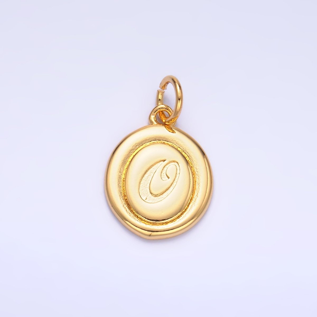 24K Gold Filled Alphabet Letter Initial Script Engraved Stamped Oval Charm | A836 - A848