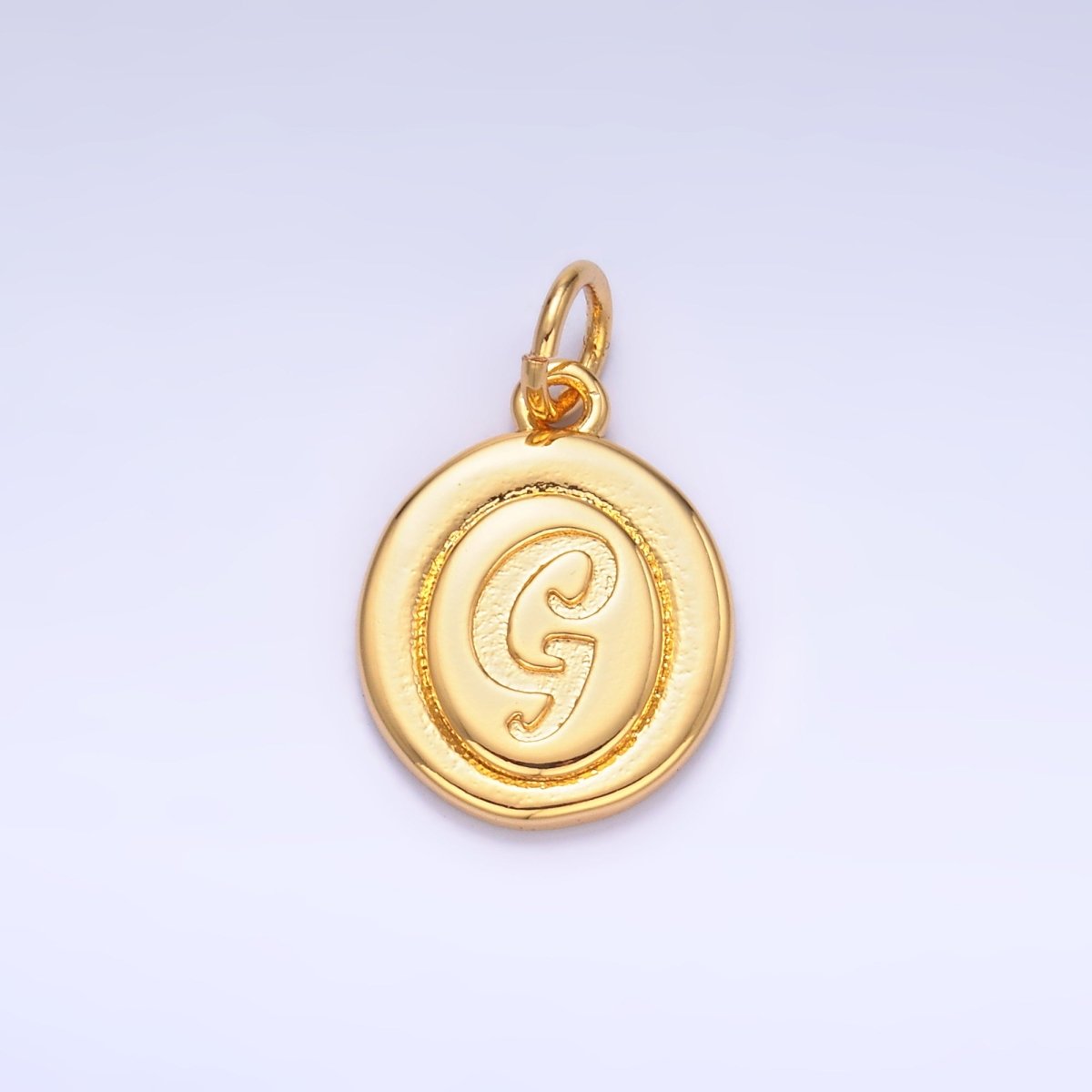 24K Gold Filled Alphabet Letter Initial Script Engraved Stamped Oval Charm | A836 - A848