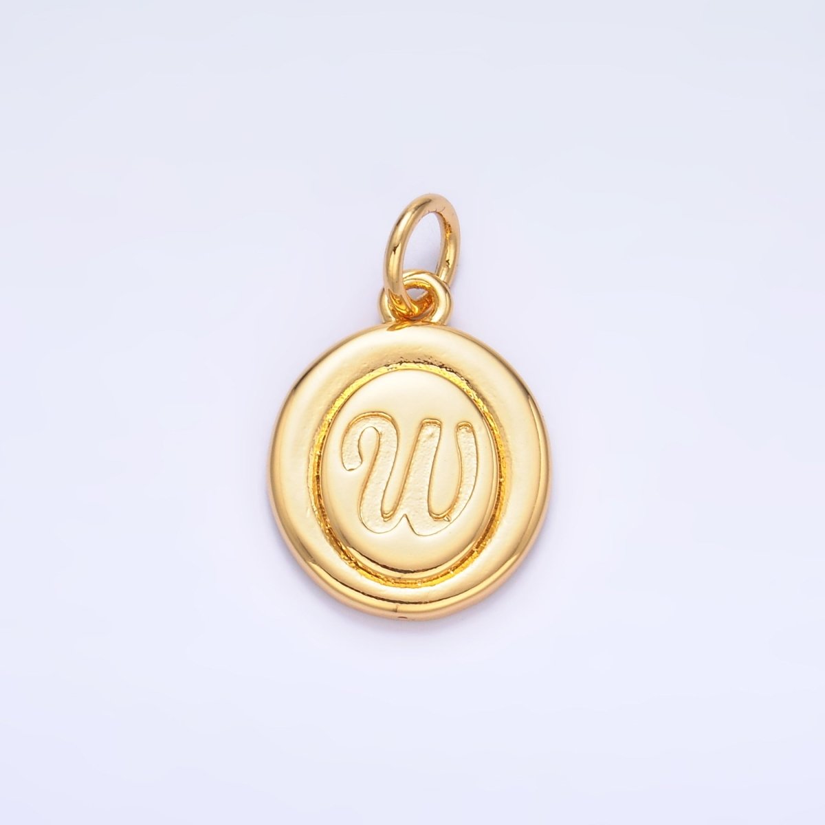 24K Gold Filled Alphabet Letter Initial Script Engraved Stamped Oval Charm | A836 - A848
