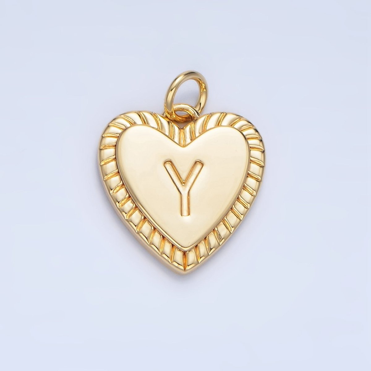 24K Gold Filled Alphabet Letter Initial Sunburst Heart Charm | A1500-A1512