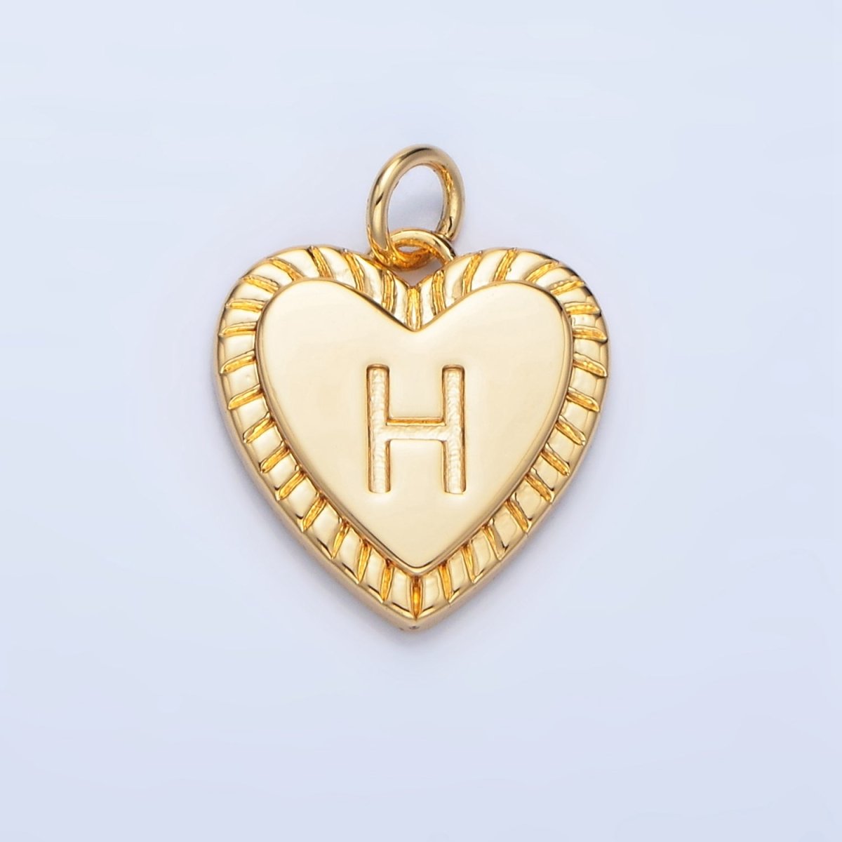 24K Gold Filled Alphabet Letter Initial Sunburst Heart Charm | A1500-A1512