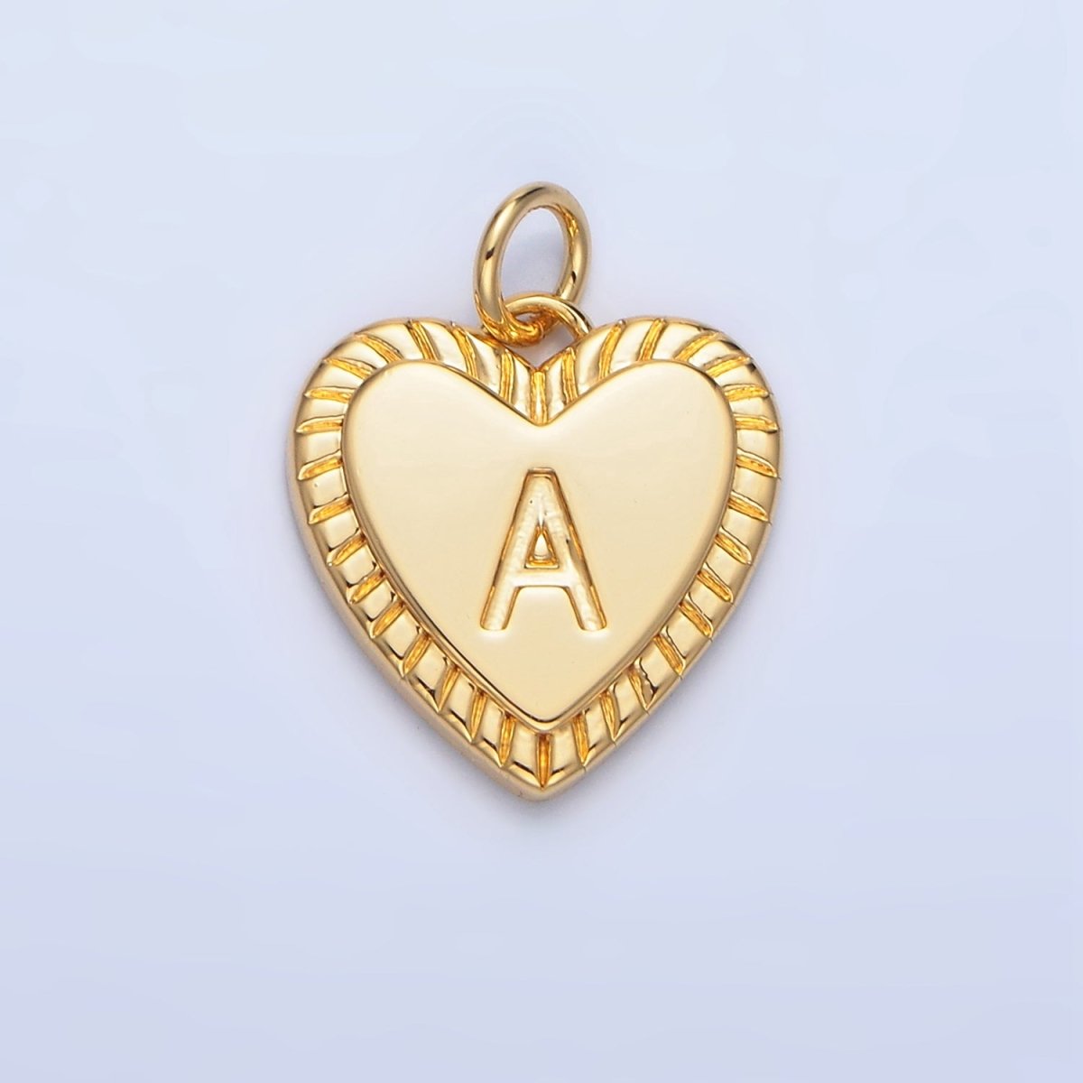 24K Gold Filled Alphabet Letter Initial Sunburst Heart Charm | A1500-A1512