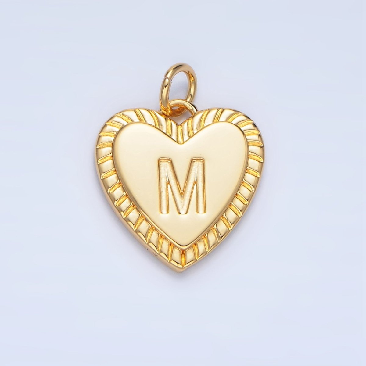 24K Gold Filled Alphabet Letter Initial Sunburst Heart Charm | A1500-A1512