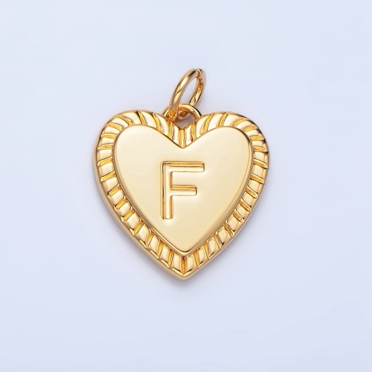 24K Gold Filled Alphabet Letter Initial Sunburst Heart Charm | A1500-A1512