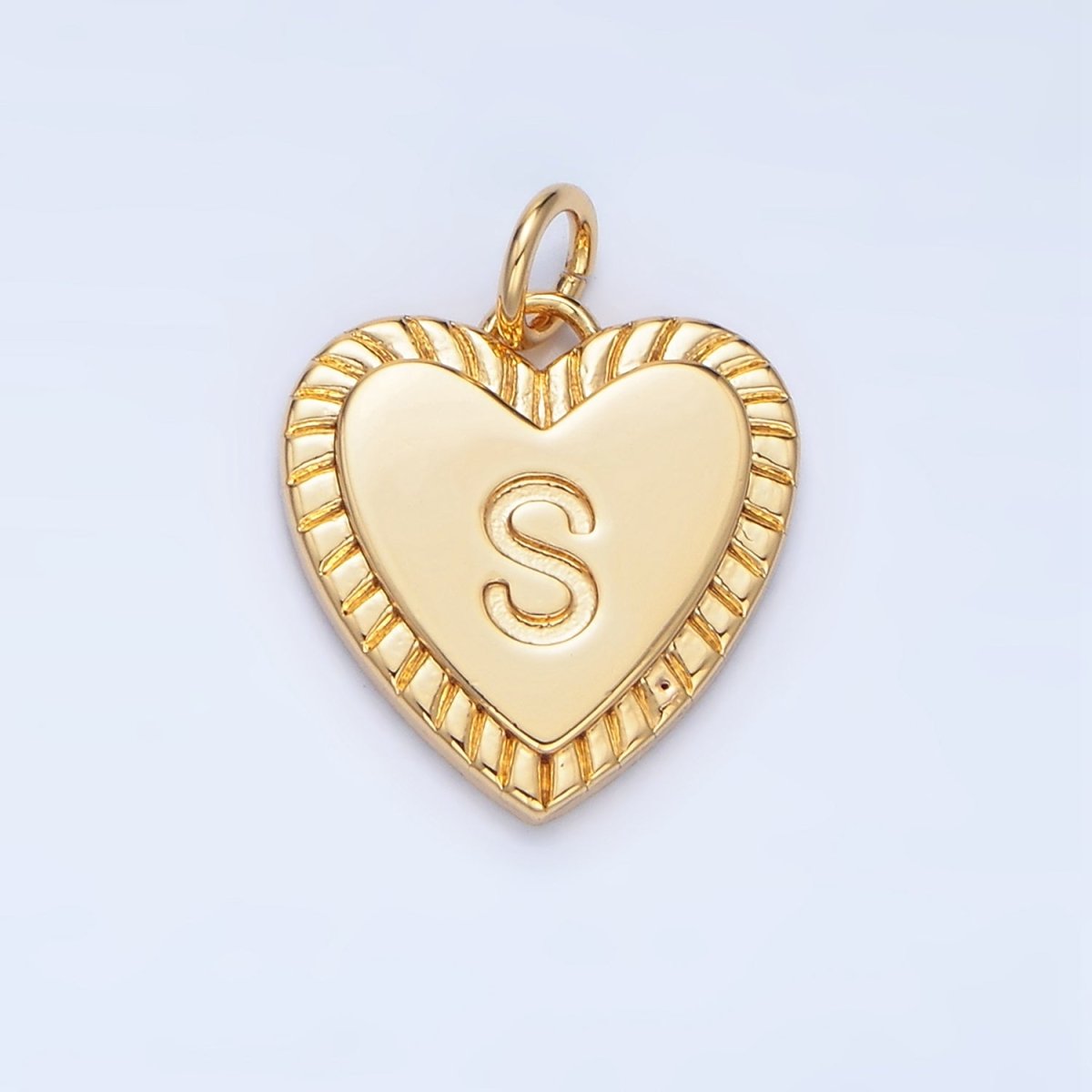 24K Gold Filled Alphabet Letter Initial Sunburst Heart Charm | A1500-A1512