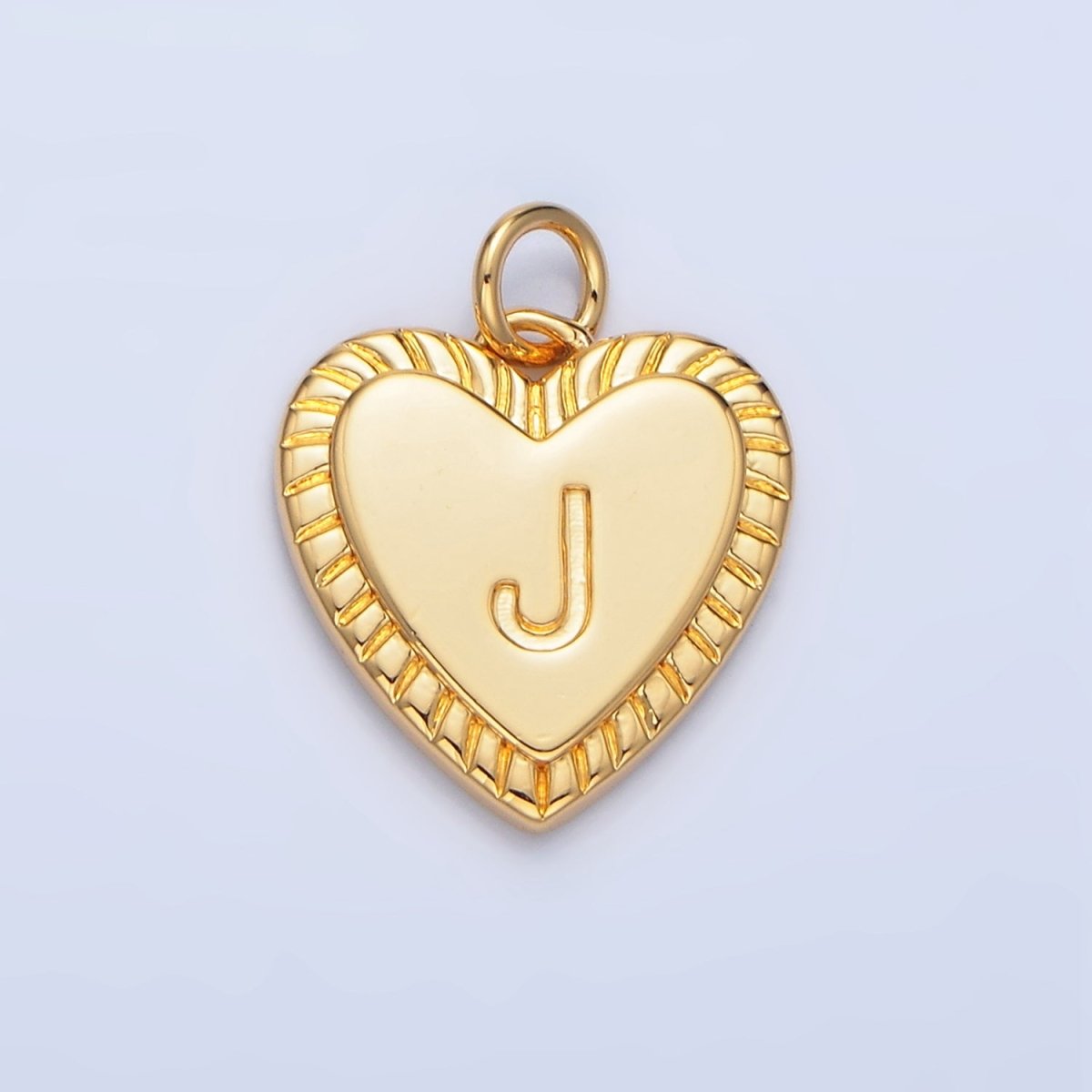 24K Gold Filled Alphabet Letter Initial Sunburst Heart Charm | A1500-A1512