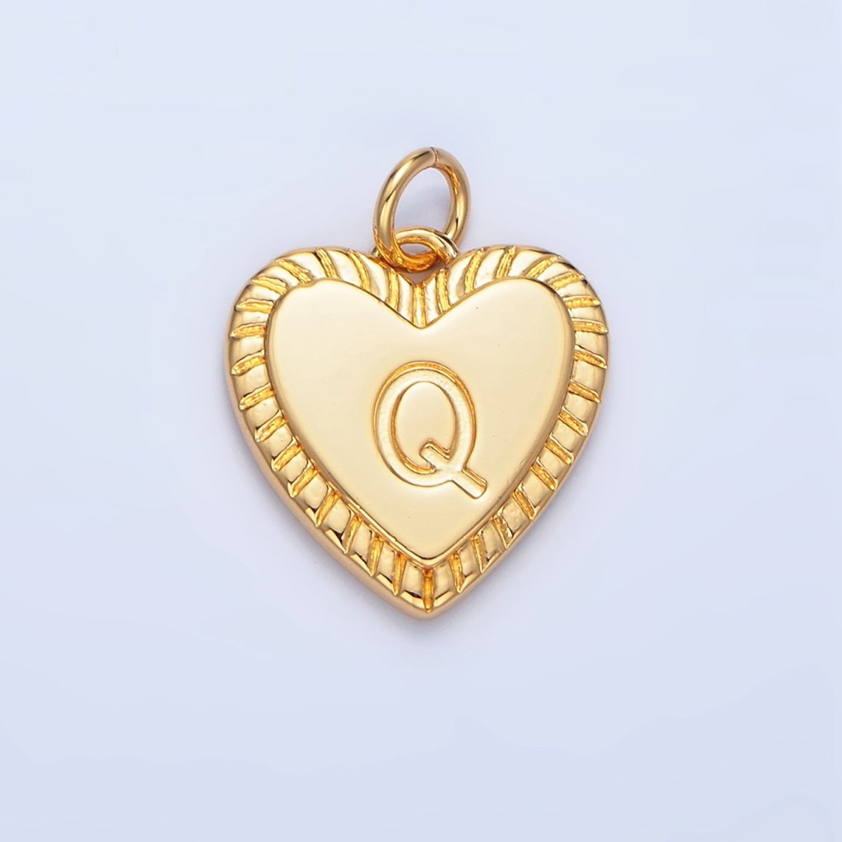 24K Gold Filled Alphabet Letter Initial Sunburst Heart Charm | A1500-A1512