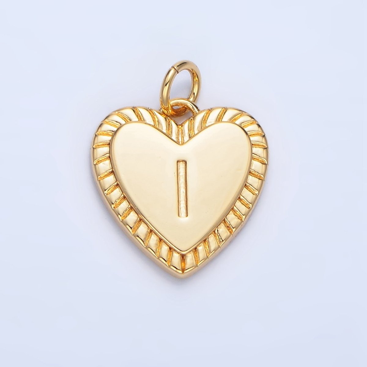 24K Gold Filled Alphabet Letter Initial Sunburst Heart Charm | A1500-A1512
