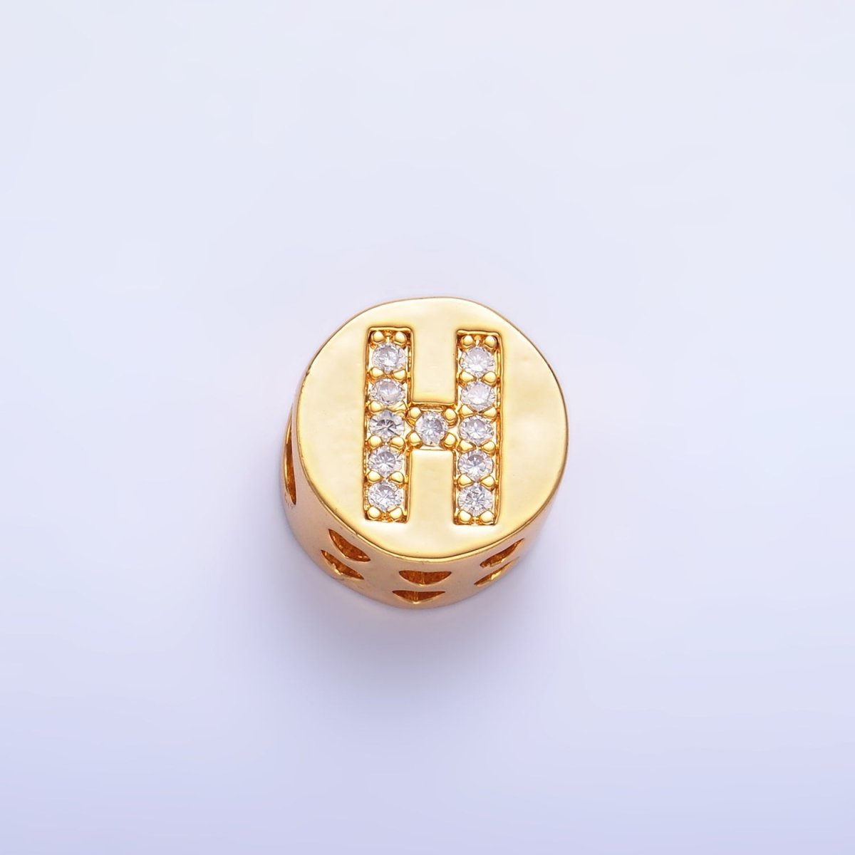 24K Gold Filled Alphabet Letter Micro Paved CZ Round Bead | A1526 - A1538