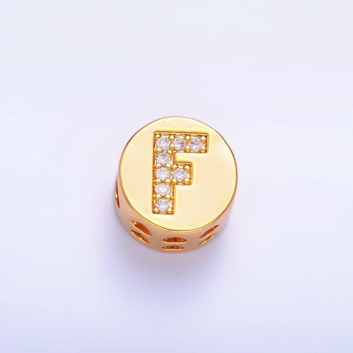 24K Gold Filled Alphabet Letter Micro Paved CZ Round Bead | A1526 - A1538