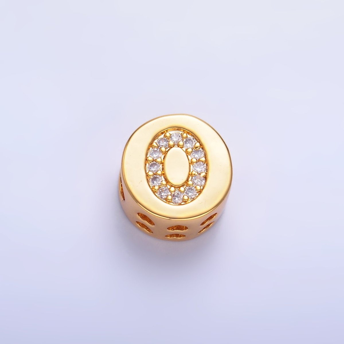 24K Gold Filled Alphabet Letter Micro Paved CZ Round Bead | A1526 - A1538
