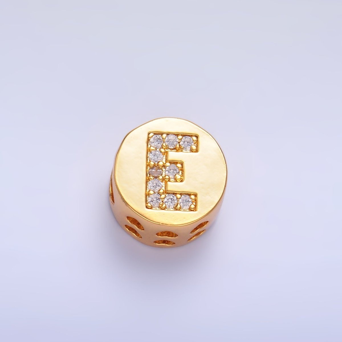 24K Gold Filled Alphabet Letter Micro Paved CZ Round Bead | A1526 - A1538
