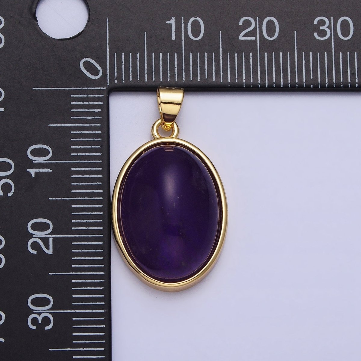 24K Gold Filled Amethyst, Rose Quartz Natural Gemstone 27.3mm Cabochon Bezel Oval Pendant | AA327 AA329