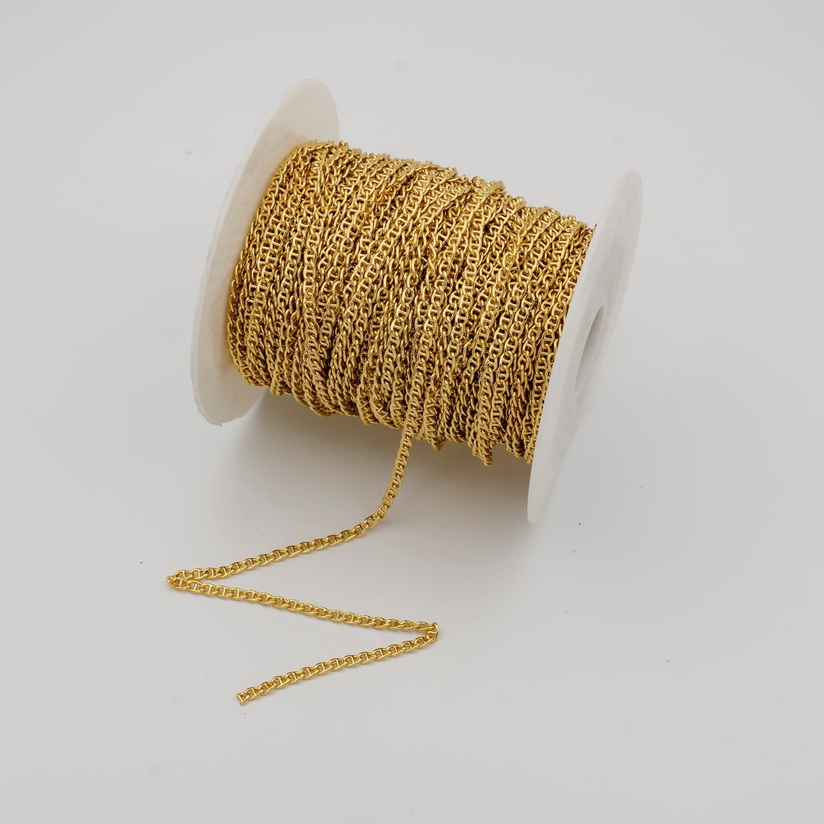 24K Gold Filled Anchor Chain, 5.2X3.2mm Wholesale Chain For Jewelry Making Component Supply | ROLL-625 Clearance Pricing - DLUXCA