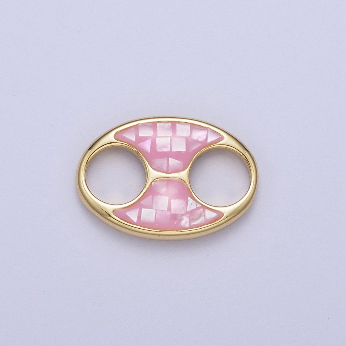 24K Gold Filled Anchor Gucci Tab Blue, Black, White, Green, Pink Shell Opal Charm | C-125 C-146 C-147 C-151 C-161