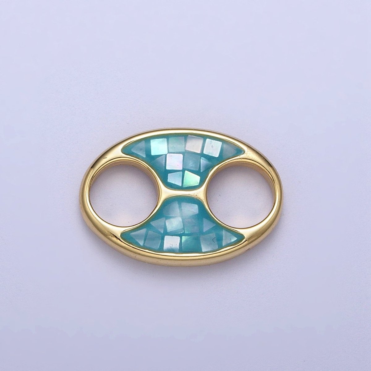 24K Gold Filled Anchor Gucci Tab Blue, Black, White, Green, Pink Shell Opal Charm | C-125 C-146 C-147 C-151 C-161