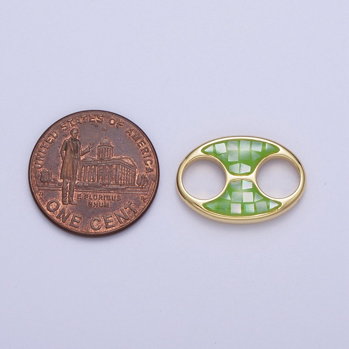 24K Gold Filled Anchor Gucci Tab Blue, Black, White, Green, Pink Shell Opal Charm | C-125 C-146 C-147 C-151 C-161