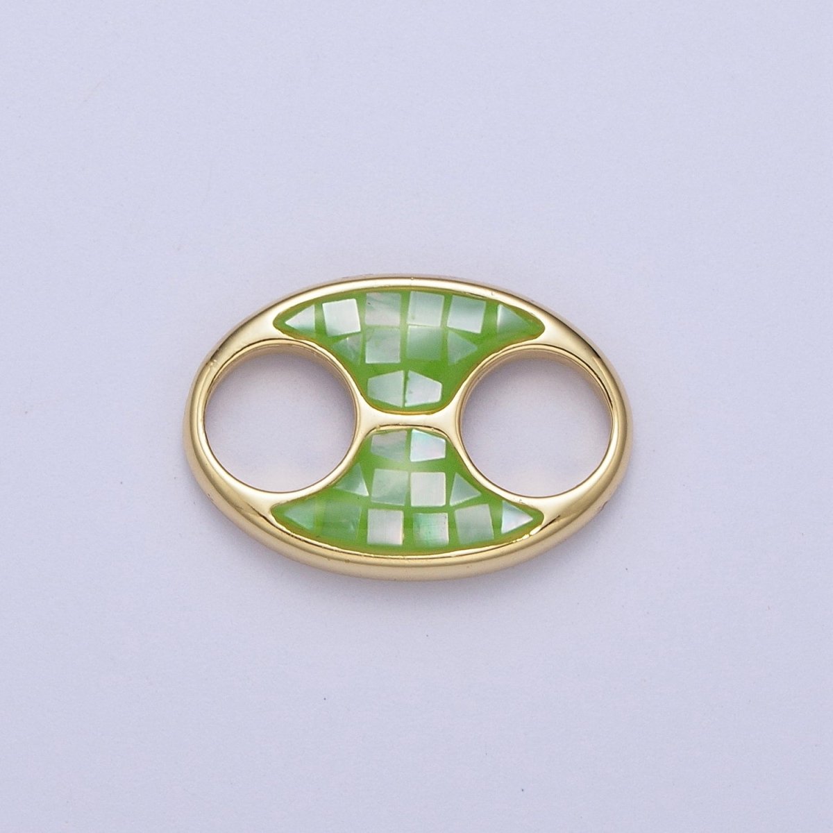 24K Gold Filled Anchor Gucci Tab Blue, Black, White, Green, Pink Shell Opal Charm | C-125 C-146 C-147 C-151 C-161