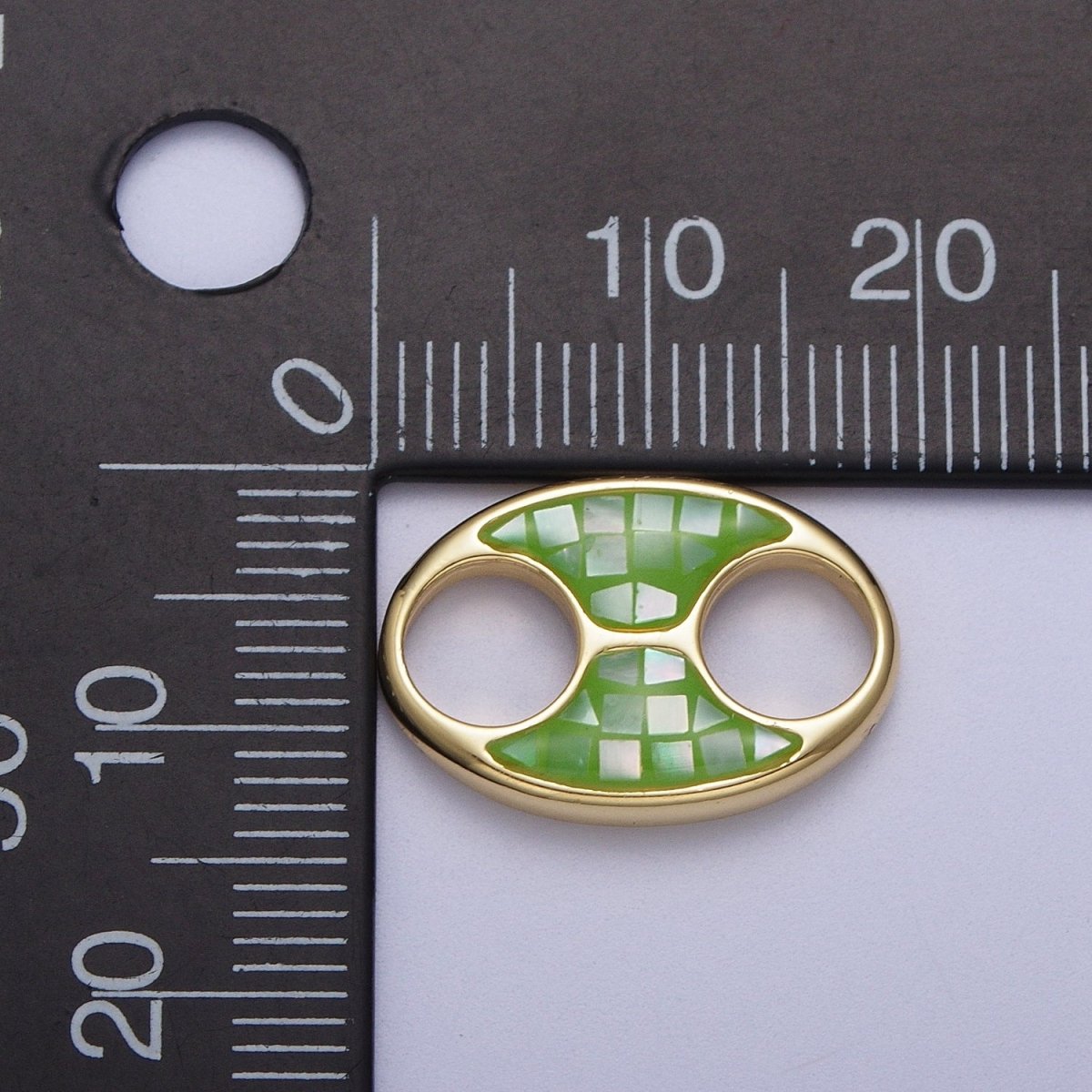 24K Gold Filled Anchor Gucci Tab Blue, Black, White, Green, Pink Shell Opal Charm | C-125 C-146 C-147 C-151 C-161