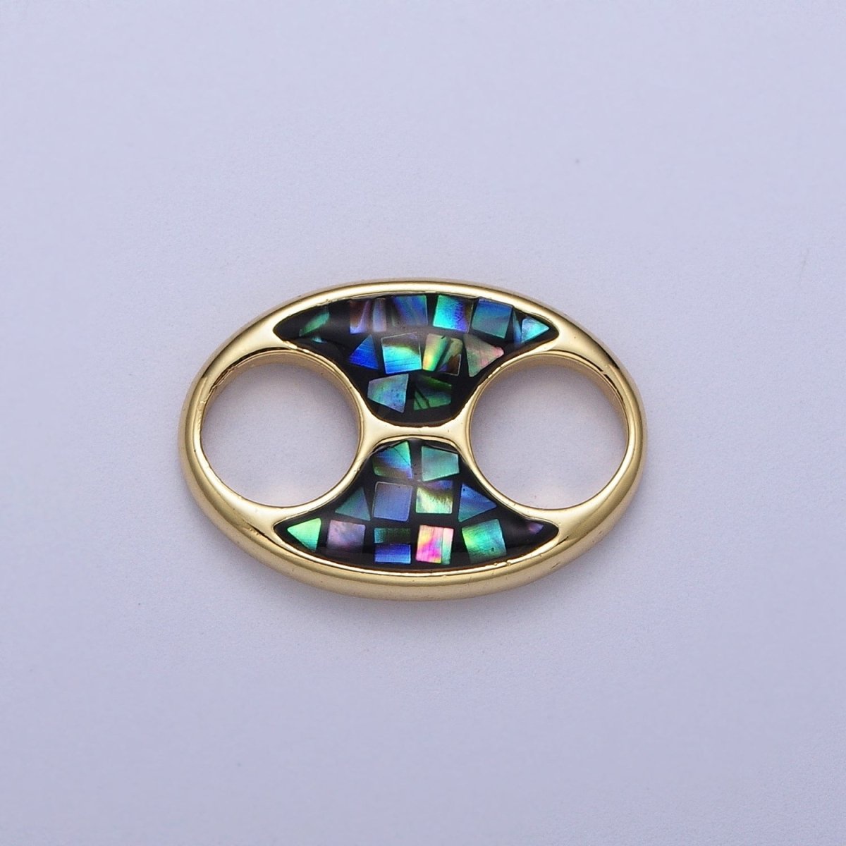 24K Gold Filled Anchor Gucci Tab Blue, Black, White, Green, Pink Shell Opal Charm | C-125 C-146 C-147 C-151 C-161
