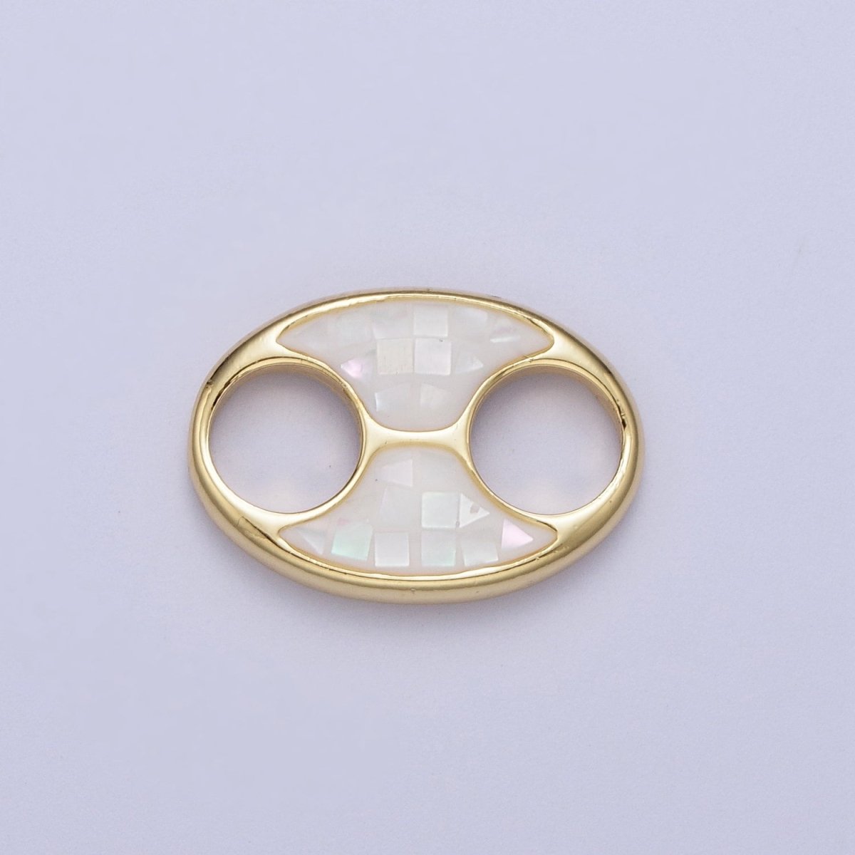 24K Gold Filled Anchor Gucci Tab Blue, Black, White, Green, Pink Shell Opal Charm | C-125 C-146 C-147 C-151 C-161