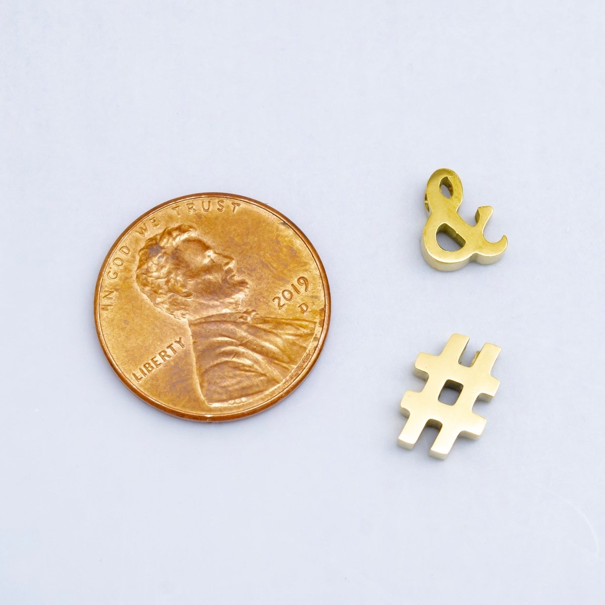 24K Gold Filled Ampersand "&" and Number Sign "#" Abbreviation Bead Spacer | B564 B565