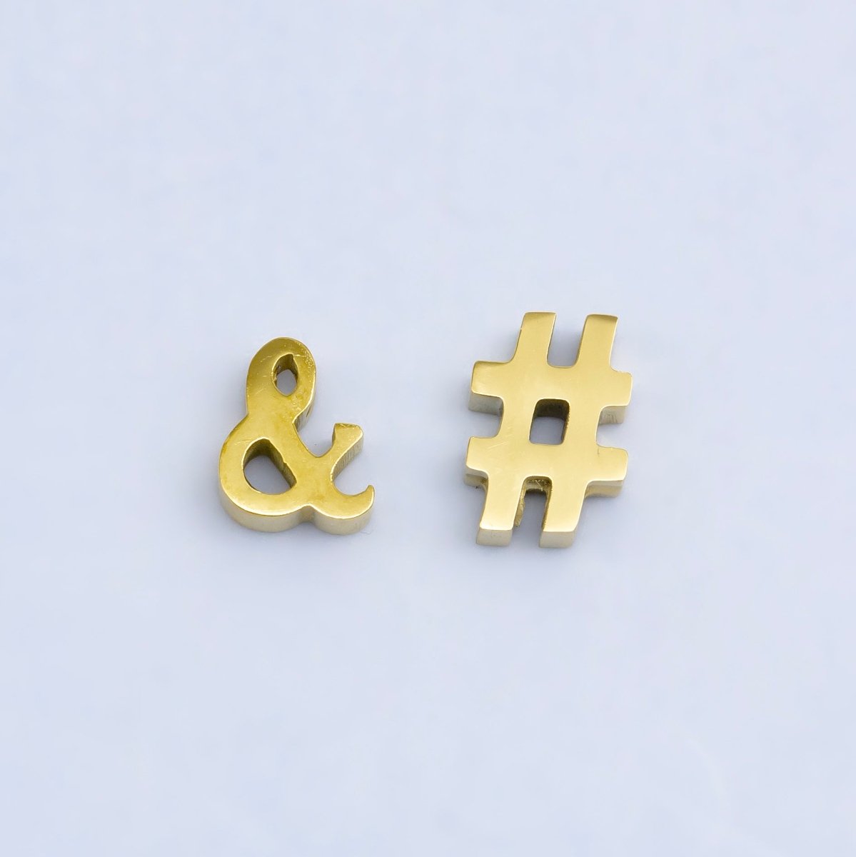 24K Gold Filled Ampersand "&" and Number Sign "#" Abbreviation Bead Spacer | B564 B565