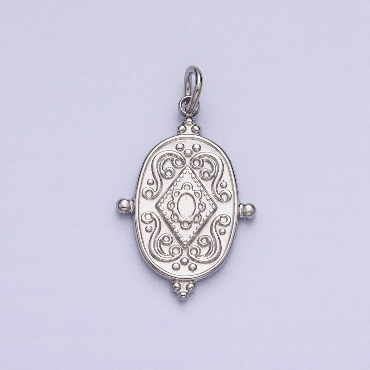 24K Gold Filled Artisan Rhombus Geometric Beaded Oval Add-On Charm | AC597 AC598