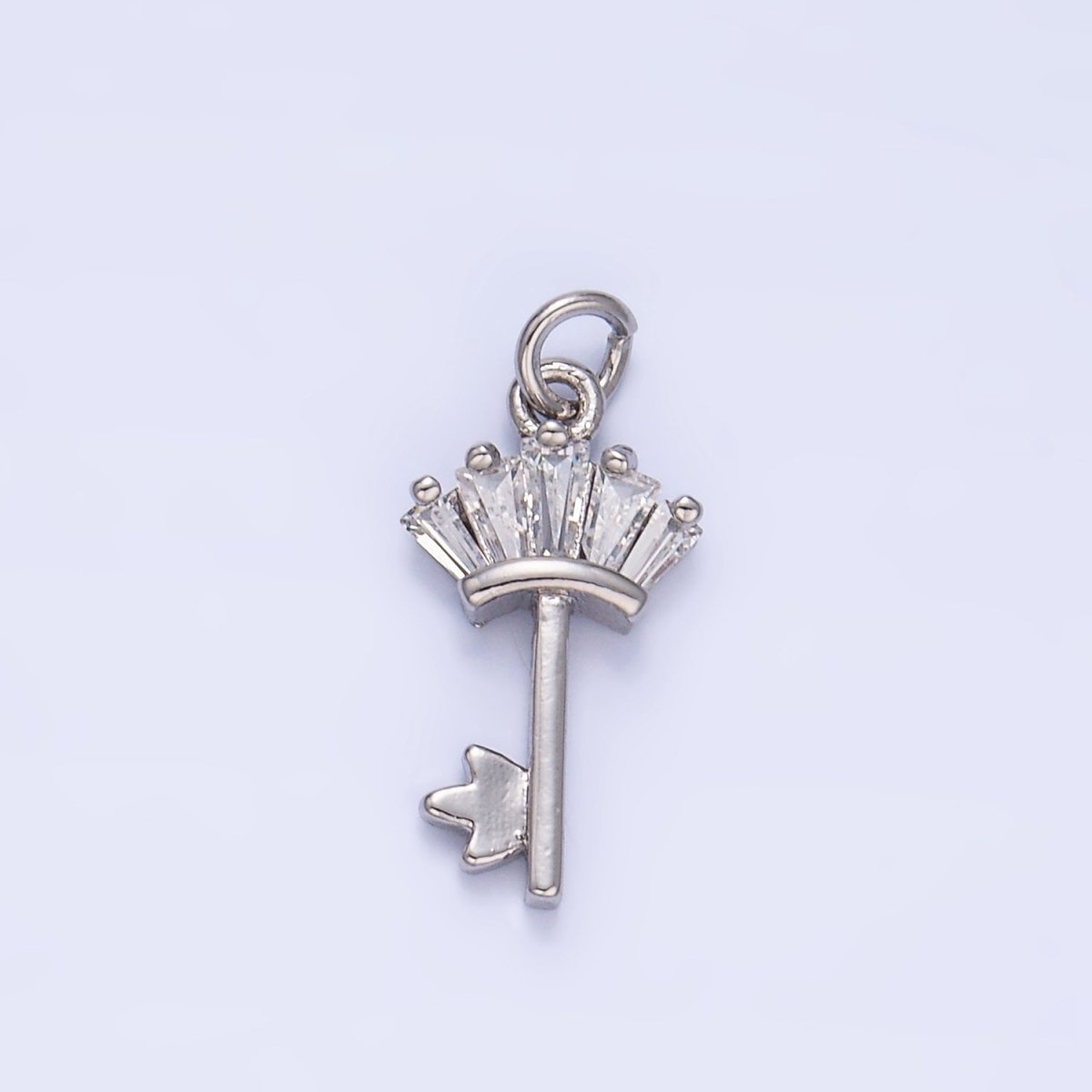 24K Gold Filled Baguette CZ Key Charm in Gold & Silver | W107