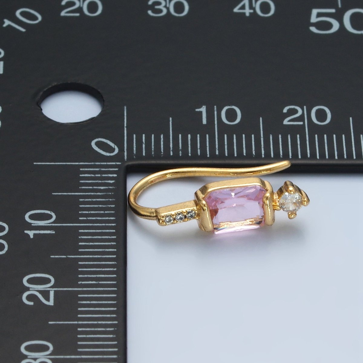 24K Gold Filled Baguette CZ Micro Paved French Hook Earrings | AD609 - AD611