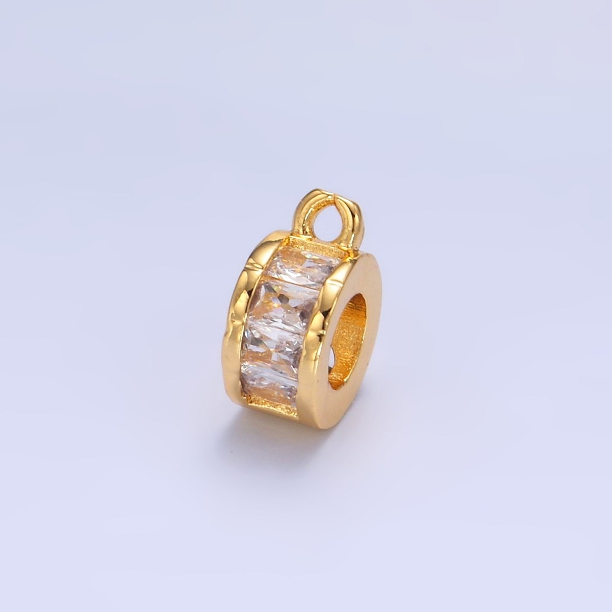 24K Gold Filled Baguette CZ Rhondelle Bail Finding | M624 - DLUXCA