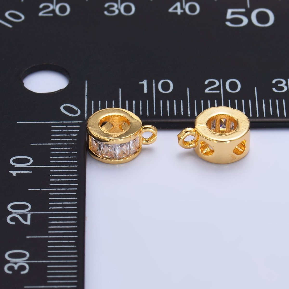 24K Gold Filled Baguette CZ Rhondelle Bail Finding | M624 - DLUXCA