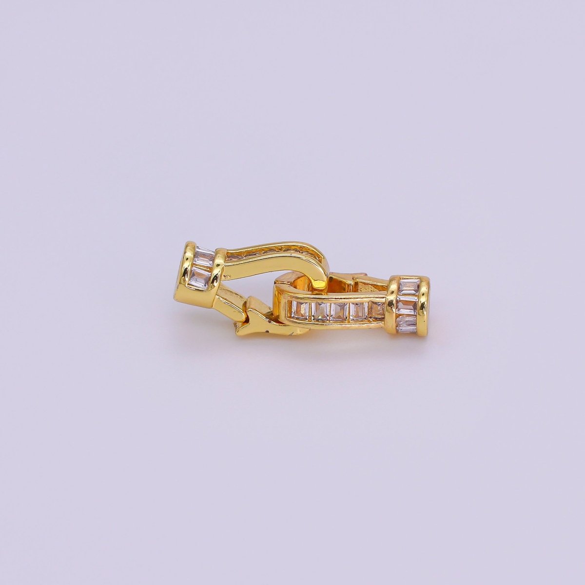 24K Gold Filled Baguette CZ Snap Hook Closure Enhancer Finding Set | Z1270 - DLUXCA