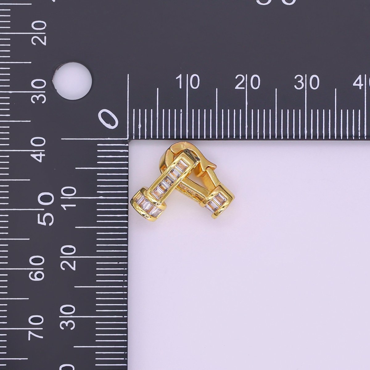 24K Gold Filled Baguette CZ Snap Hook Closure Enhancer Finding Set | Z1270 - DLUXCA