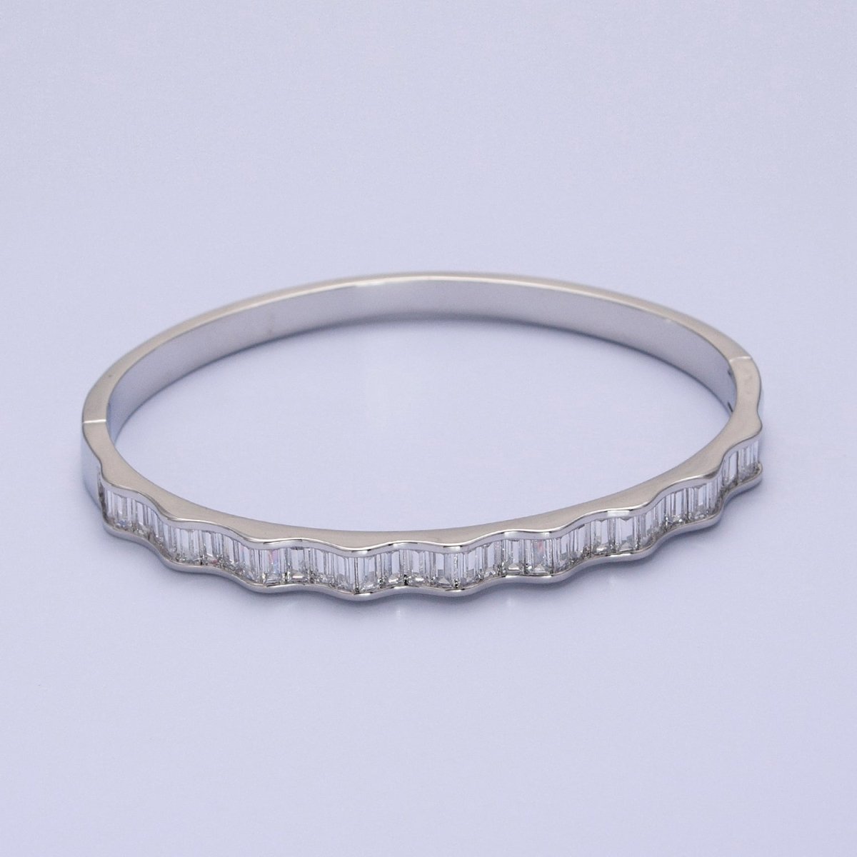 24k Gold Filled  Baguette Geometric Wavy Silver / Gold Bangle Bracelet | WA-1299 WA-1346 WA-1347 Clearance Pricing