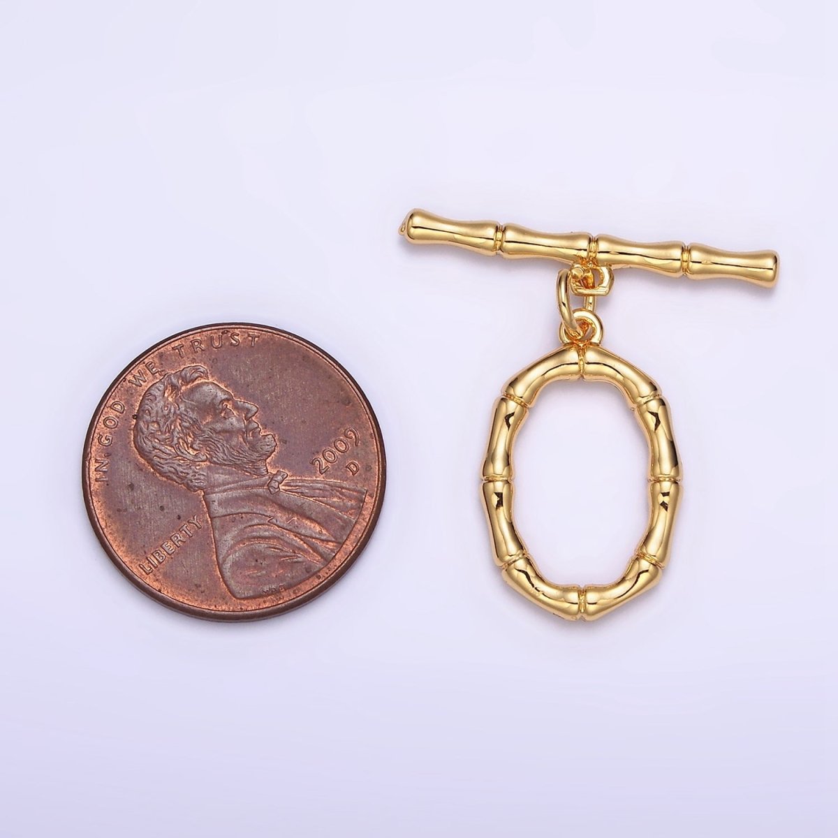 24K Gold Filled Bamboo Oval OT Toggle Clasps Closure Jewelry Making Supply | Z-449 - DLUXCA