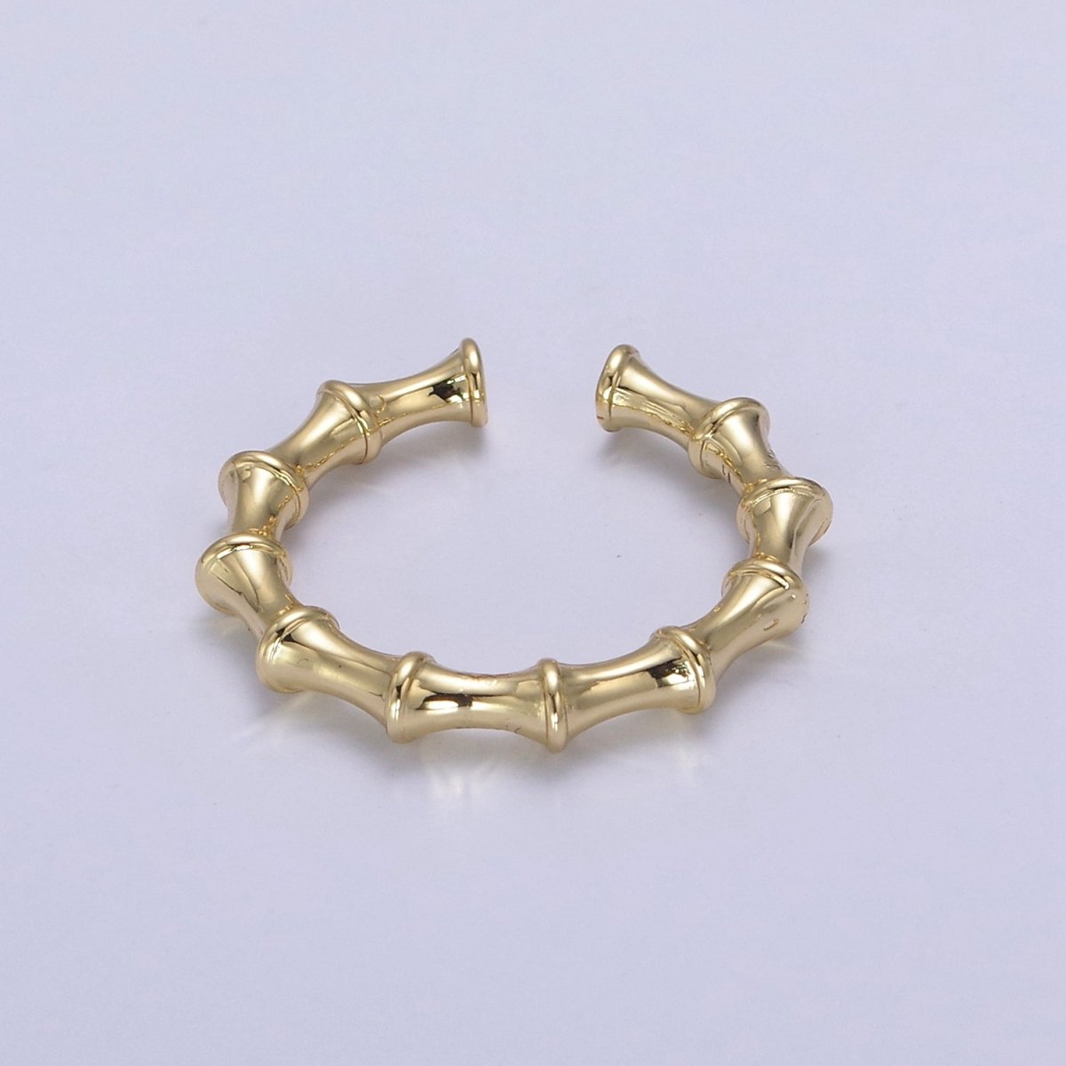 24K Gold Filled Bamboo Rings, Minimalist Nature Plant Bamboo Adjustable Ring in Gold & Silver, U-537 U-538