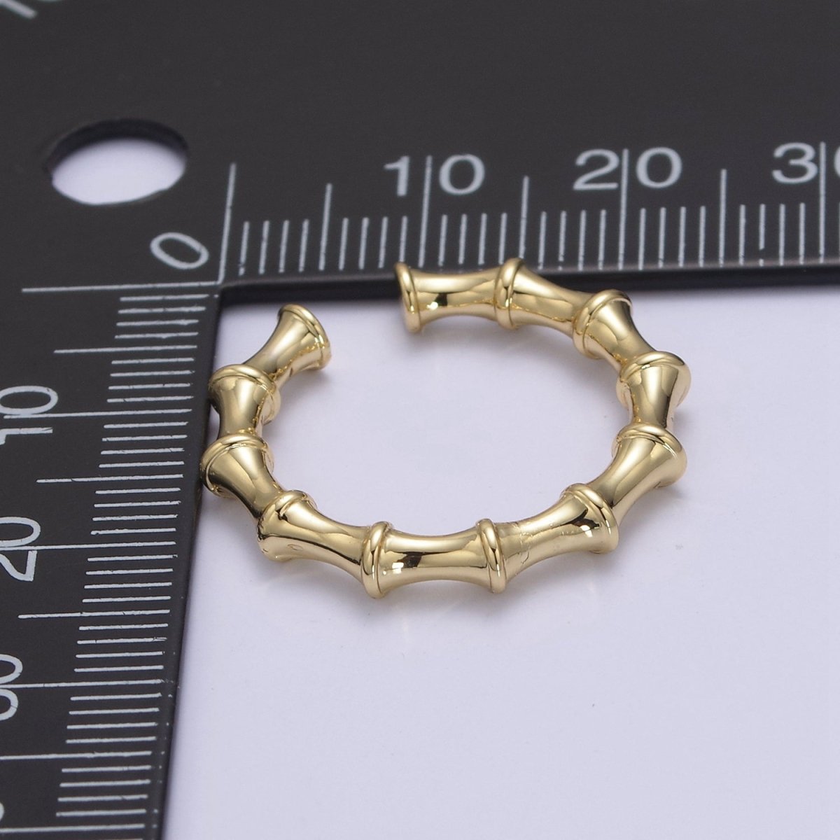 24K Gold Filled Bamboo Rings, Minimalist Nature Plant Bamboo Adjustable Ring in Gold & Silver, U-537 U-538