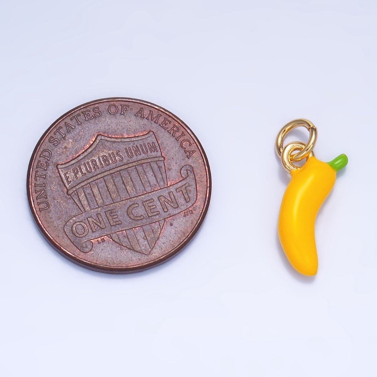 24K Gold Filled Banana Fruit Enamel Mini Multidimensional Charm | W052