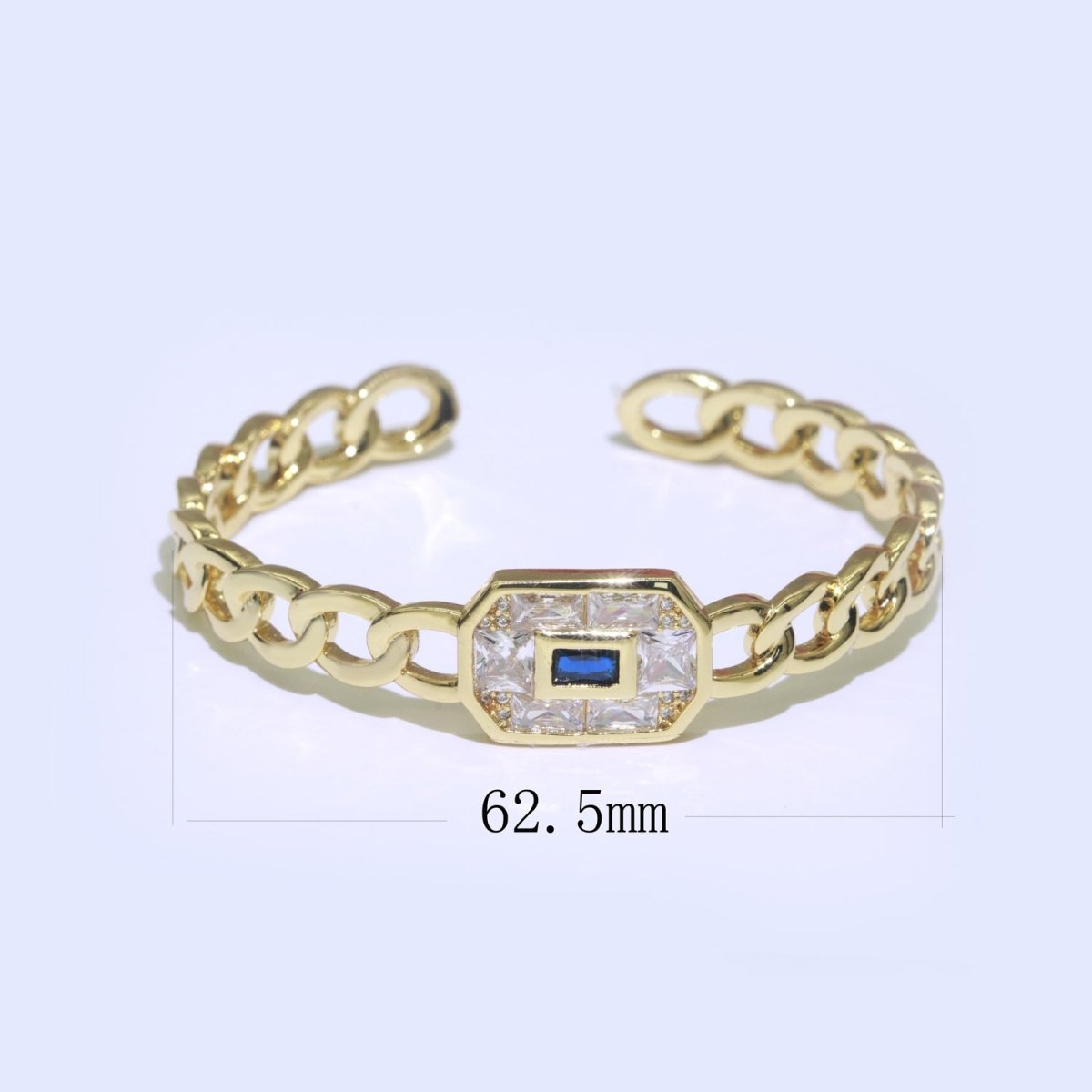 24K Gold Filled Bangle Bracelet Micro Pave Open Adjustable Curb Chain Link Bracelet Wholesale Stacking Bracelet Fashion Jewelry | WA-040 WA-041 WA-042 Clearance Pricing