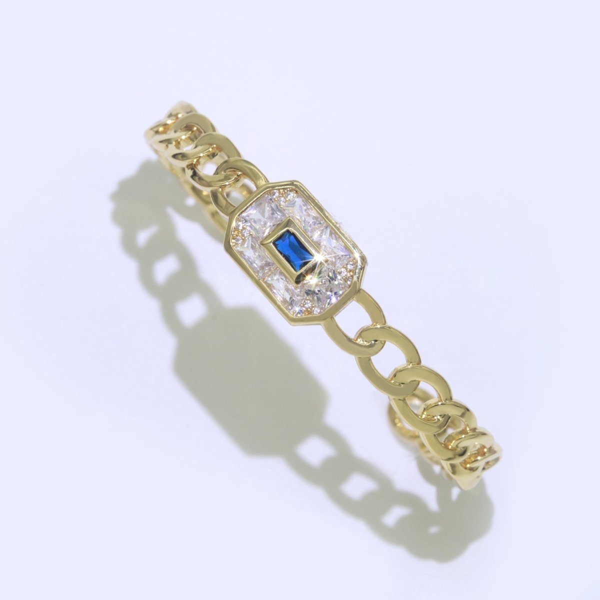 24K Gold Filled Bangle Bracelet Micro Pave Open Adjustable Curb Chain Link Bracelet Wholesale Stacking Bracelet Fashion Jewelry | WA-040 WA-041 WA-042 Clearance Pricing