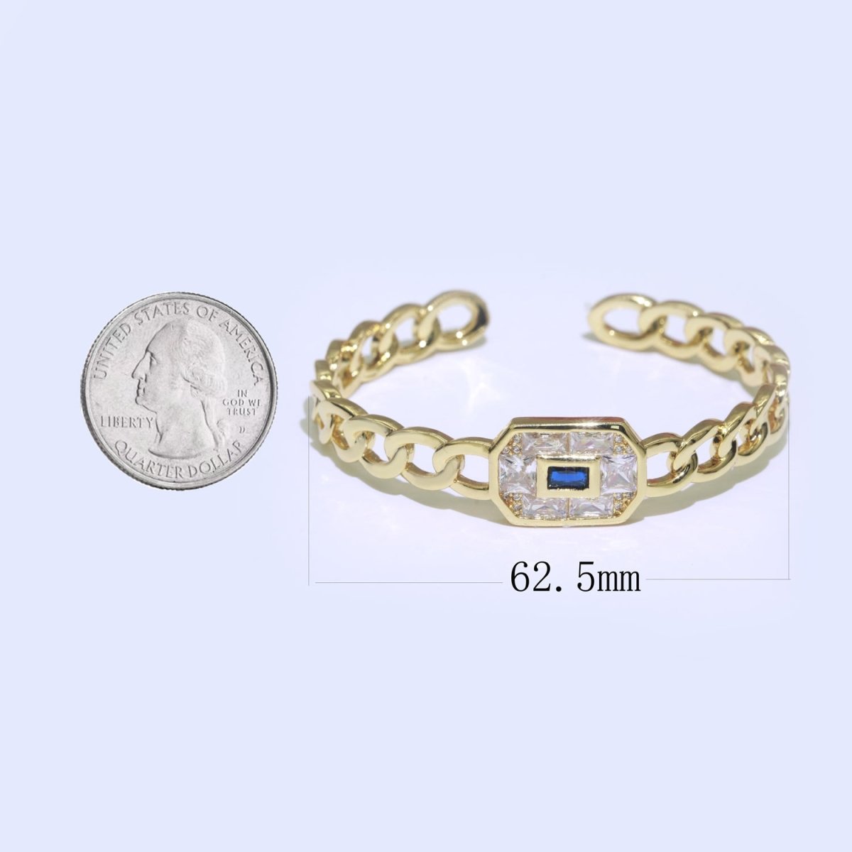 24K Gold Filled Bangle Bracelet Micro Pave Open Adjustable Curb Chain Link Bracelet Wholesale Stacking Bracelet Fashion Jewelry | WA-040 WA-041 WA-042 Clearance Pricing