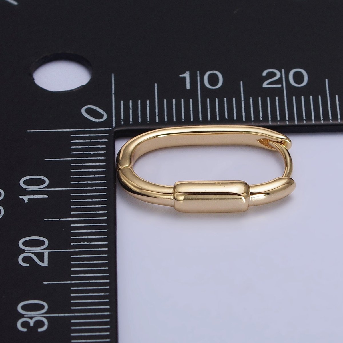 24K Gold Filled Bar 20mm Oblong Hoop Earrings | AB300 - DLUXCA