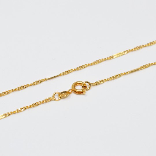 24K Gold Filled Bar and Link Chain Necklace For Jewelry Making Supplies, 18 Inch, Dainty 1.5mm Singapore Necklace w/ Spring Ring | CN-992  Clearance Pricing
