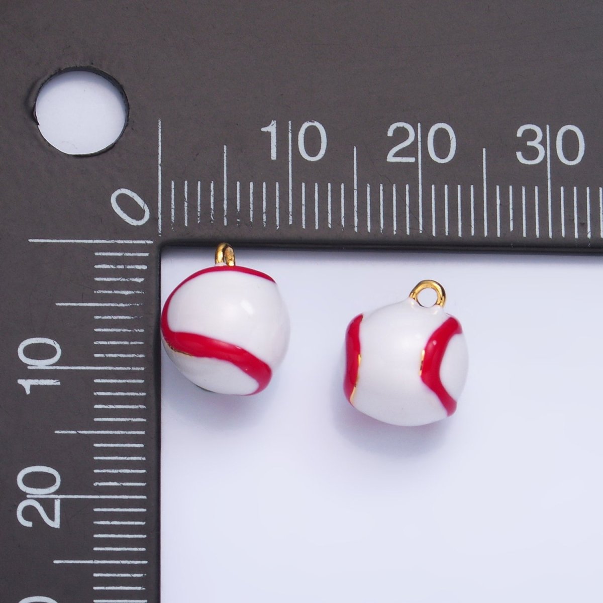 24K Gold Filled Baseball Enamel Multidimensional Charm | W126